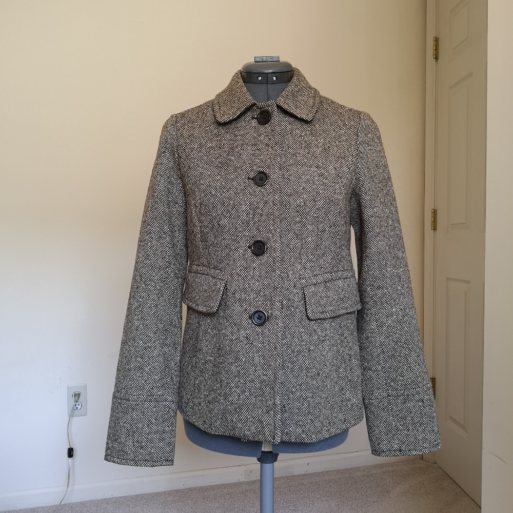 Banana Republic Brown Wool Tweed Peacoat Blazer Jacket Size XS - Picture 2 of 1